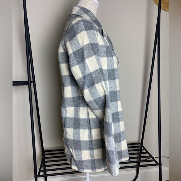 Theory Sileena Wool Cashmere Buffalo Plaid Open Coat Size Small - Picture 2 of 10
